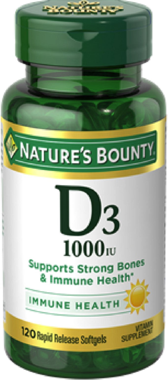 Nature's Bounty Vitamin D3, 1000IU, High Potency, 120 Softgels