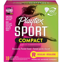 Playtex Sport Compact Plastic Tampons, Unscented, Regular, 18 CT