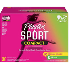 Playtex Sport Compact Plastic Tampons, Unscented, Regular/Super, 36 CT