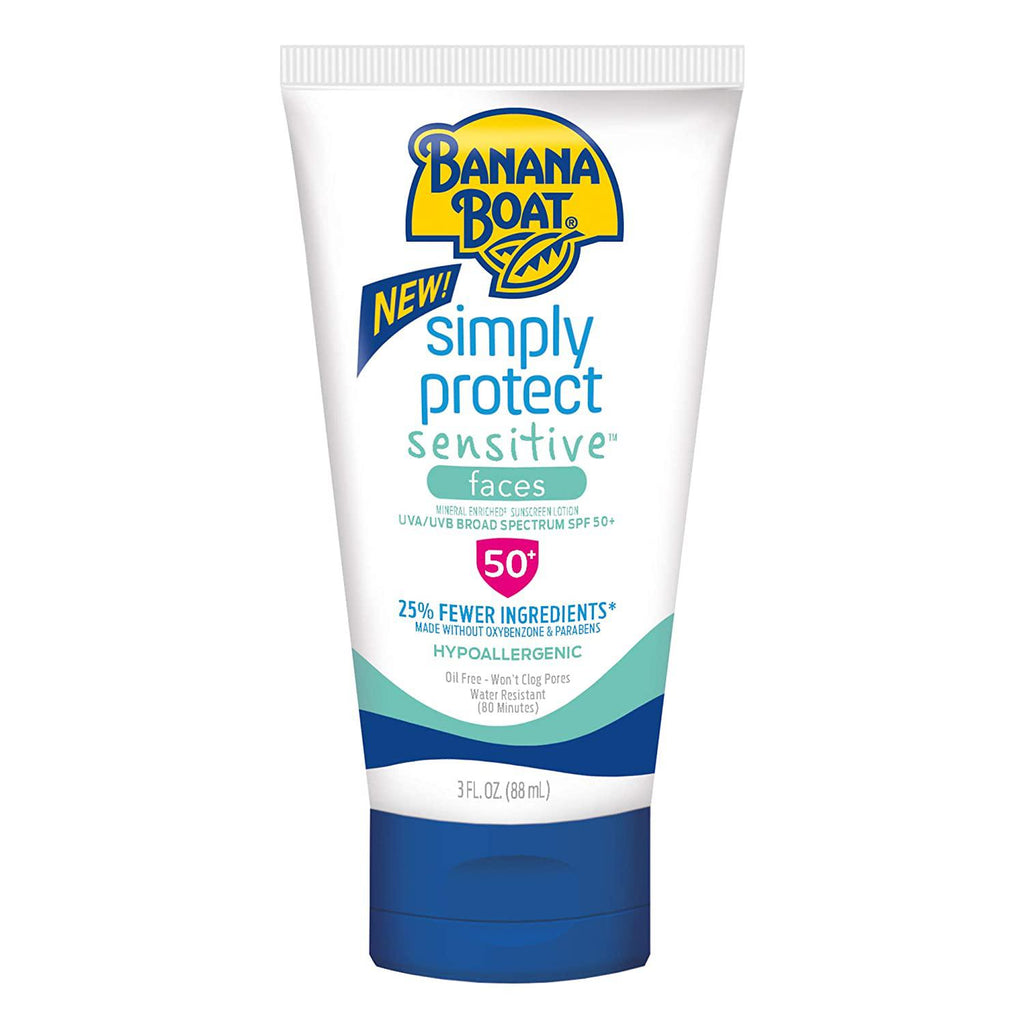 Banana Boat Simply Protect Faces Sunscreen Lotion, SPF 50+, 3 Fl oz