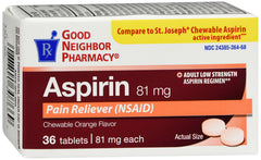 GNP ASPIRIN 81MG for Adult chewable Tablets ORNG 36 CT