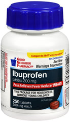 GNP Ibuprofen 200mg, 250 Tablets