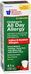 GNP Allergy All Day Syrup, Cherry- 4oz