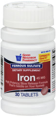 GNP Iron Slow Release Tablets 45MG, 30 Tablets