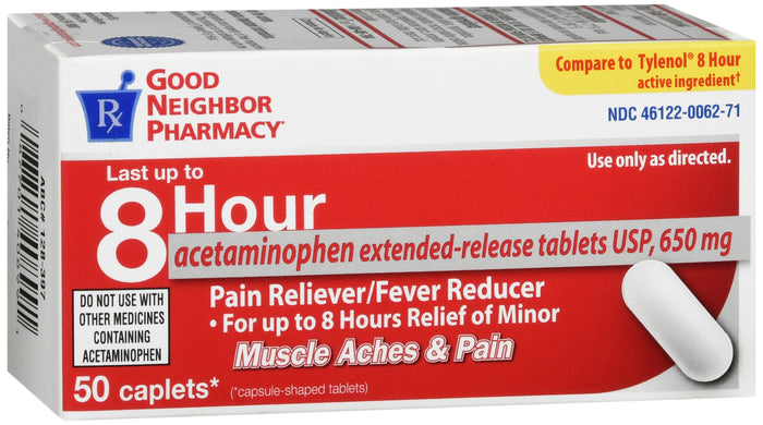 GNP 8 Hour Acetaminophen, 50 Caplets