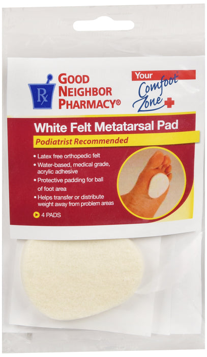 GNP White Felt Metatarsal Pad, 3 packs of 4 Pads