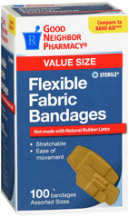 GNP Flexible Fabric Bandages Value Size, 100 Bandages