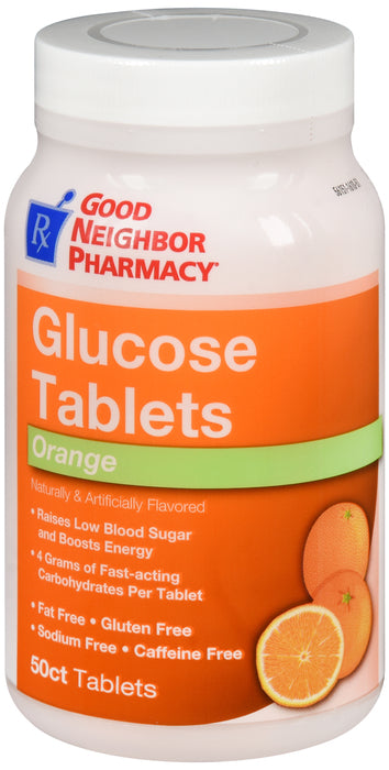 GNP Glucose Tablets Orange Flavored, 50 Tablets
