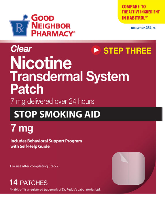 GNP Clear Nicotine Transdermal System Patch 7mg, 14 Patches