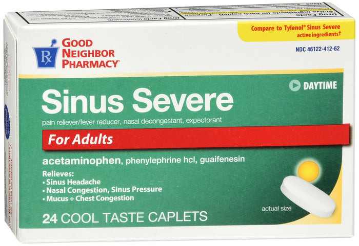 GNP Adult Daytime Sinus Severe, 24 Cool Taste Caplets