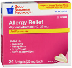 GNP Dye-Free Allergy Relief 25mg, 24 Softgels