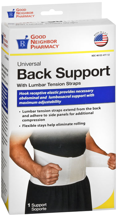 GNP Universal Back Support with Lumber Tension Straps White, 1 Support
