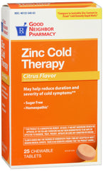 GNP Zinc Cold Therapy Citrus Flavored, 25 Chewable tablets