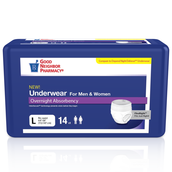 GNP Underwear For Men & Women Overnight Absorbency LG, 4 Packs of 14
