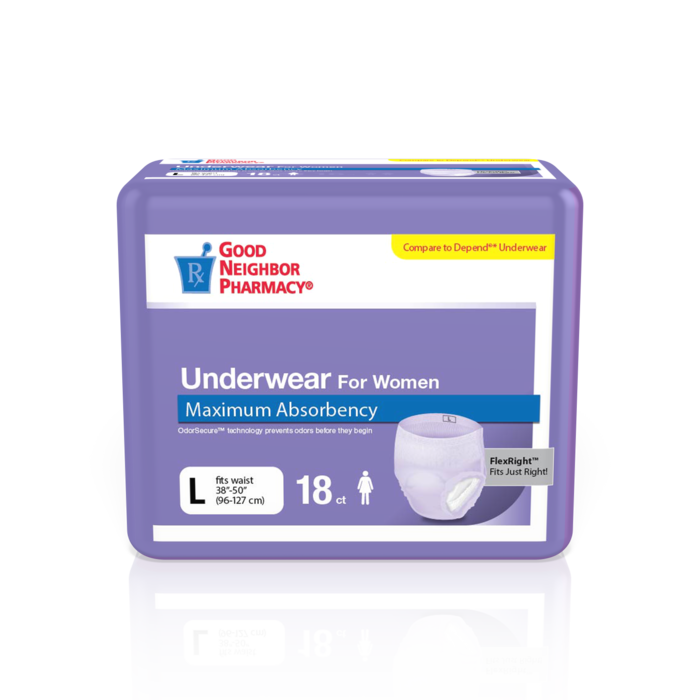 GNP Underwear for Women Maximum Absorbency L, 4 Packs of  18