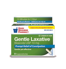 GNP Gentle Laxative 10mg, 8 Suppositories