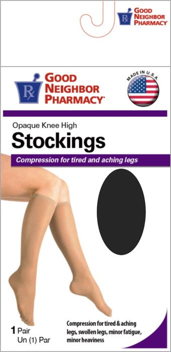 GNP Women's Opaque Knee High Stockings Large Black, 1 Pair
