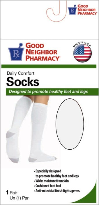 GNP Daily Comfort Calf Socks White Medium, 1 Pair
