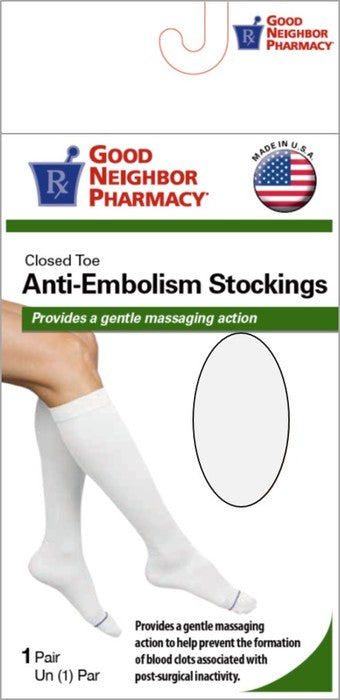 GNP Closed Toe Anti-Embolism Stockings White M, 1 pair