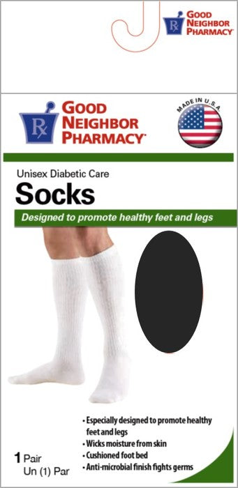 GNP Unisex Diabetic Care Socks Black Medium, 1 Pair
