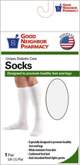GNP Unisex Diabetic Care Socks White Large, 1 Pair