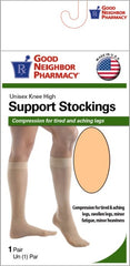 GNP Unisex Knee High Support Stockings 20-30MM Medium Beige, 1 Pair
