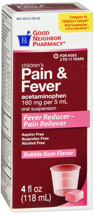Children's Pain And Fever Bubble Gum Flavored, 4 Fl Oz