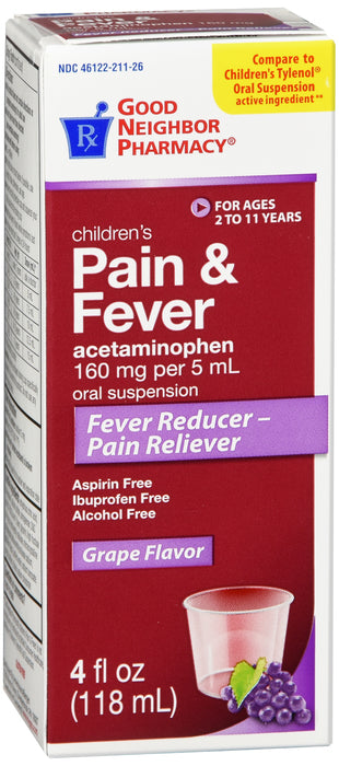 Children's Pain And Fever Grape Flavored, 4 Fl Oz