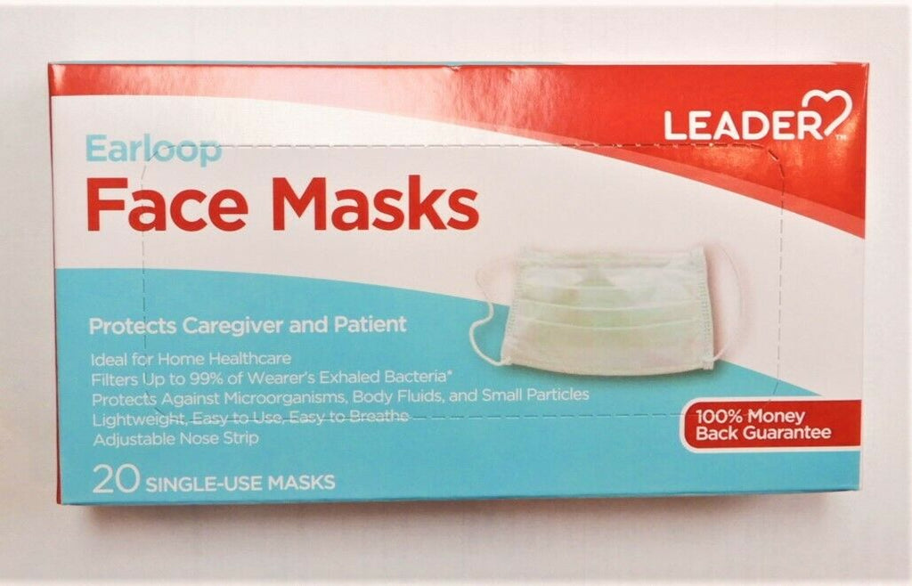 Leader Earloop Face Masks, 20 Masks, 1 Pack