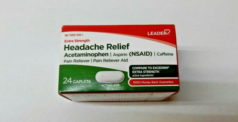 Leader Extra Strength Headache Relief Caplets, 24 count
