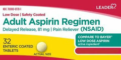 Leader 81mg Aspirin Enteric Coated Tablets, 32 Count