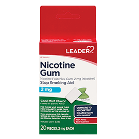 Leader Nicotine Gum, 2mg, Coated, Ice Mint, SF, 20 CT