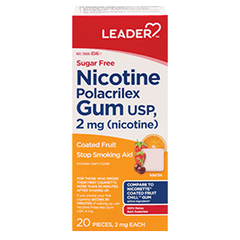 LEADER 2 mg Nicotine Gum to Quit Smoking - Fruit Flavored Sugar Free 20 CT