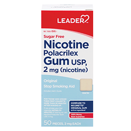 Leader Nicotine Gum 2 Mg Orig, Sugar Free 50 Ct