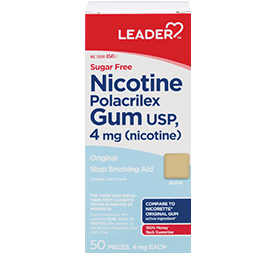 Leader Nicotine Gum 4 Mg Original Flavor, Sugar Free 50 Ct