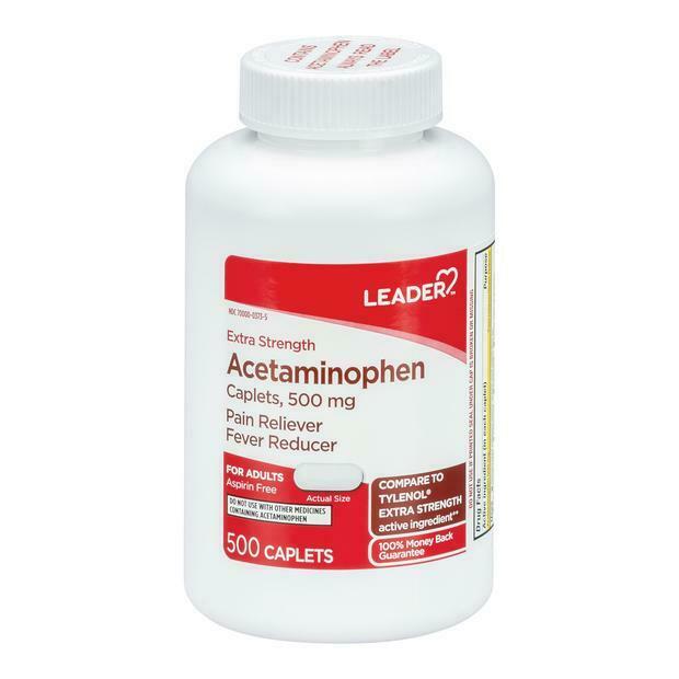 Leader Extra Strength Acetaminophen Caplets, 500mg, 500 Count