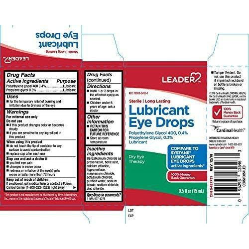 Leader Lubricant Eye Drops 0.5 Fl oz (15 ml) UPC: 096295136463
