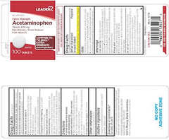 Leader Extra Strength Easy Open Acetaminophen 500mg Tablets, 100 Count