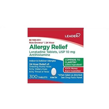 Leader 24 Hour Allergy Relief Tablets, Loratadine 10mg, 300 Count