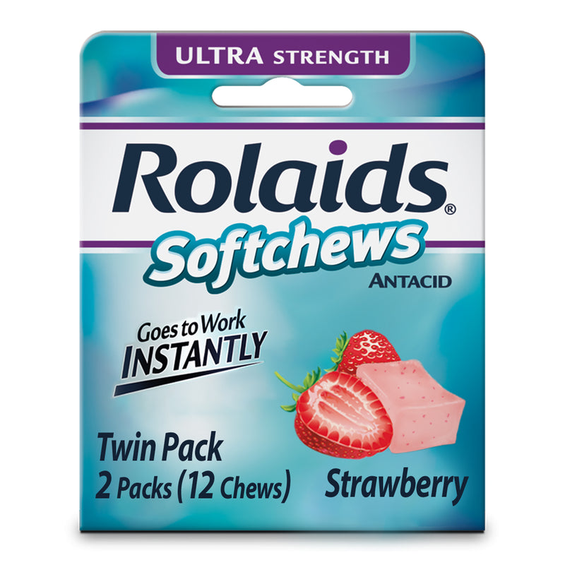 Rolaids Softchews Ultra Strength Antacid, Twin Pack (2x6 Chews), Strawberry Flavor*