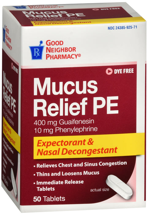 GNP Mucus Relief PE Expectorant & Nasal Decongestant, 50 Tablets