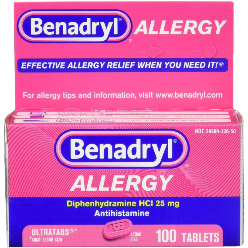 Benadryl Ultratabs Antihistamine Allergy Relief Tablets, 100 COUNT