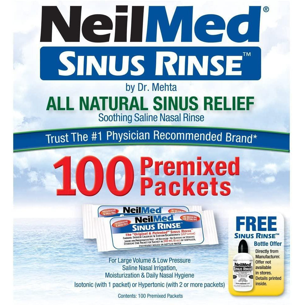 NeilMed Sinus Rinse All Natural Relief, 100 Premixed Packets