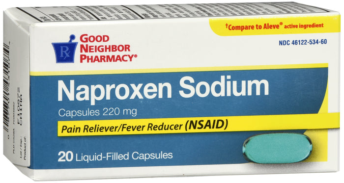 GNP Naproxen Sodium Capsules 220mg, 20 Liquid- Filled Capsules