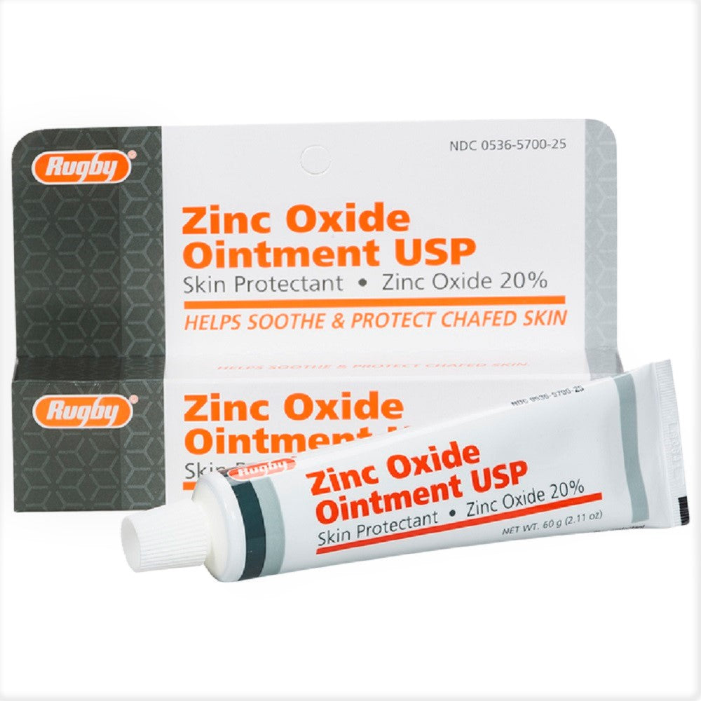 Rugby Zinc Oxide 20% Ointment USP Skin Protectant Cream - Soothe Chafed Skin 2.11 oz