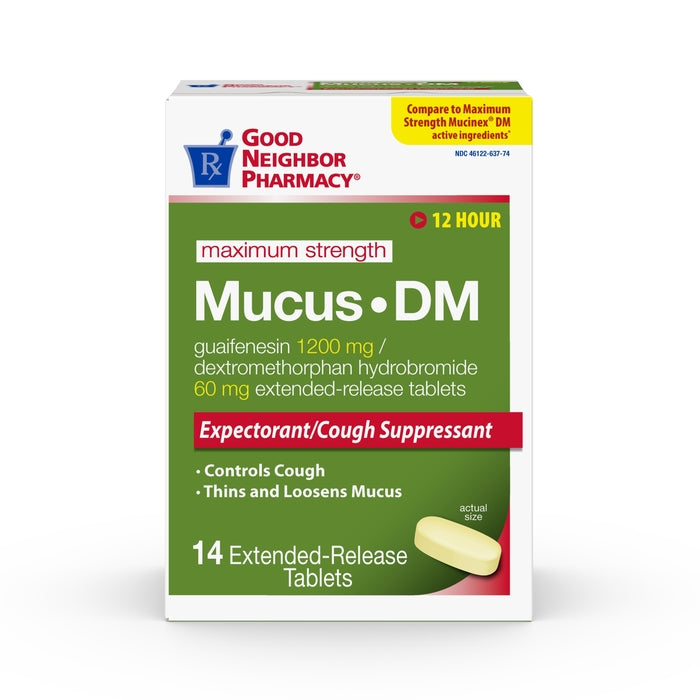 GNP Mucus Relief DM Maximum Strength, 14 Extended-Release Pills