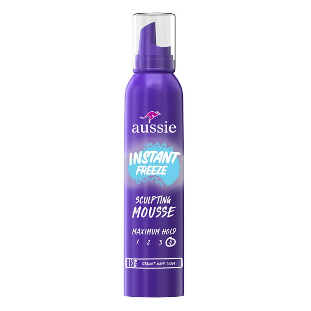 Aussie Instant Freeze Sculpting Mousse, Mousse for Curly Hair, Straight Hair, and Wavy Hair, 6 oz