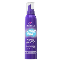 Aussie Instant Freeze Sculpting Mousse, Mousse for Curly Hair, Straight Hair, and Wavy Hair, 6 oz