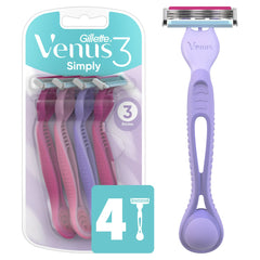 Gillette Venus Simply 3 Colors Disposable Razors, 4 Count