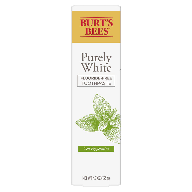 Burt's Bees Toothpaste, Fluoride Free, Purely White, Zen Peppermint, 4.7 oz